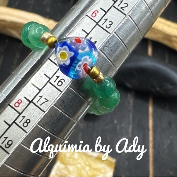 Green Aventurine beaded gem ring - Picture 1 of 3